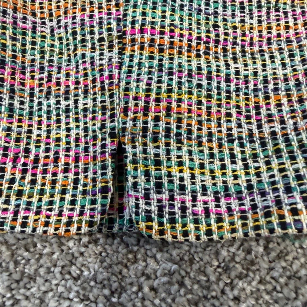 Ann May Womens 100% Silk Rainbow Tweed Cropped Blazer Gold Crest Buttons 10
